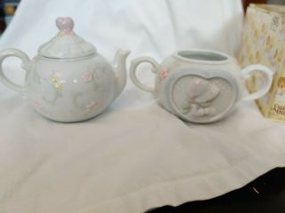 Precious Moments - Two Girls Having Tea Sugar Bowl And Creamer Box
