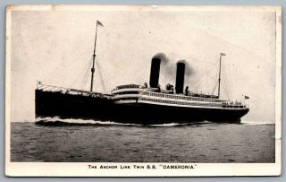 Postcard C1905 Ss Cameronia The Anchor Line Twin Sunk By German U - Boat U - 33 1917