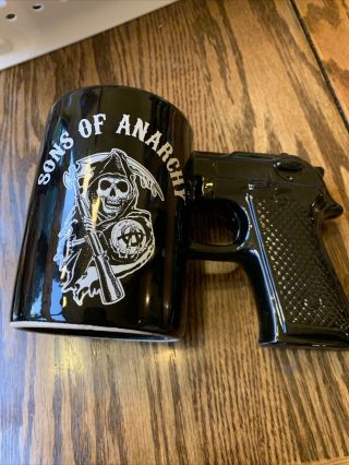 Black Hand Gun Sons Of Anarchy Skull Grim Reaper Coffee Mug