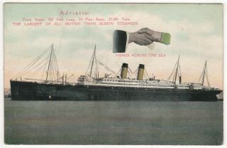 Rms Adriatic White Star Line Pc Postcard Hands Across The Sea Ocean Liner Ship