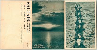 Saltair Great Salt Lake Utah 3 - Panel Folding Postcard Railroad Advertising 1910s