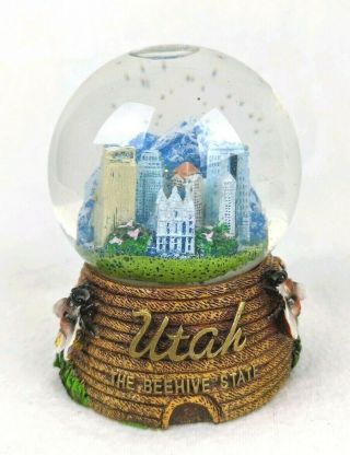 Salt Lake City Utah The Beehive State Waterglobe Glass Snow Globe