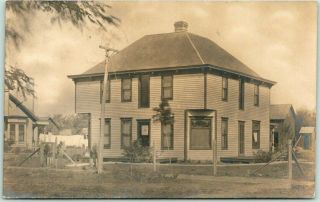 Wilson,  Kansas Rppc Real Photo Postcard Large House / Street View 1907 Ks Cancel