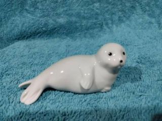 Vintage Otagiri Japan Baby Seal Figurine Gray Pup Porcelain