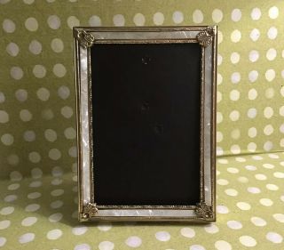 Vintage 5x7 Gold Brass Tone Faux Mother Of Pearl Picture Photo Frame