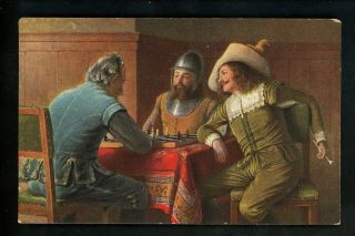 Art / Paintings Postcard German American Novelty Art Series 708 Chess Gambling