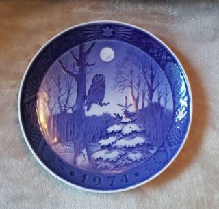 Vintage Royal Copenhagen Plate 1974 Winter Twilight Christmas Owl