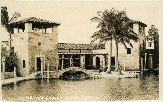 Casino Coral Gables Florida 1920s Venetian Rppc Photo Postcard 13140