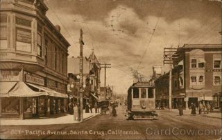 1917 Santa Cruz,  Ca Pacific Avenue Mitchell California Antique Postcard 1c Stamp