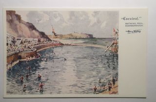 Scarborough Coloured Printed Art Postcard By Harry Wanless Titled Carnival.