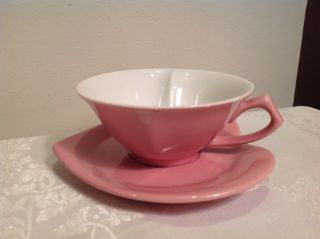 Mary Kay Tea/coffee Cup And Saucer Pink/mauve Heart Shape