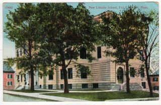 1909 Fall River Massachusetts Pc Postcard Lincoln School Mass Ma Bristol Co