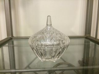 Vintage Clear Cut Glass Vanity Trinket Jewelry Box