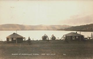Rppc,  Lake Wallis,  Canaan,  Vermont,  Marshalls Cabins,  Sunset,  1936 Real Photo