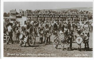 Rppc Pendleton Oregon Round - Up Parade Native American Dancers Smith P420 B