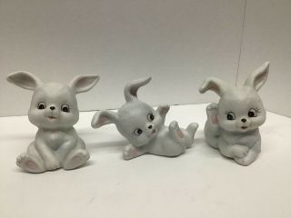 Homco Vintage Ceramic White Bunnies Figurines 1458 - Set Of 3