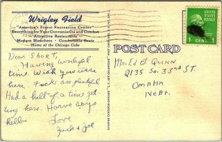 1942 WRIGLEY FIELD Chicago Illinois Postcard 