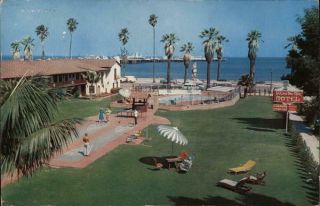 1961 Santa Barbara,  Ca La Case Del Mar Motel California Clair Wood Postcard