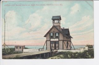 Life Saving Station On Santa Rosa Island Pensacola Florida Postcard 1907 Posted