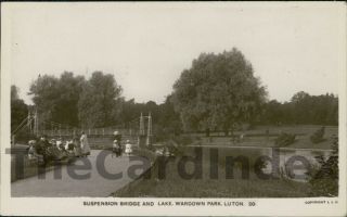 Luton Wardown Park - Suspension Bridge Postcard Bedfordshire Kingsbury Photo