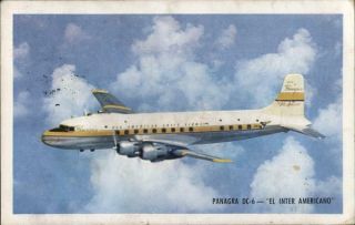 Aircraft Pan American - Grace Airways - Panagra Dc - 6 Chrome Postcard 15 Cts Stamp