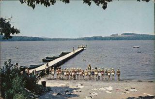1957 Haven,  Ct Swimming In Bantam Lake At Camp Townshend Girl Scout Postcard