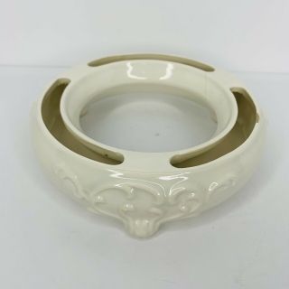 1950s Goebel Ivory Porcelain Footed Flower Ring Vase 6 1/2 " Vintage Pansy Frog
