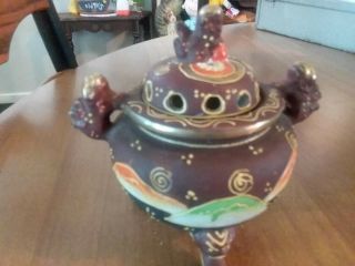 Vintage Rare Japanese Hand Painted Ceramic Teapot