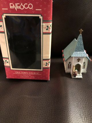 1989 Enesco “old Town Church” 1st In The Pine Hollow Series Christmas Ornament