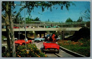 Postcard Anaheim Ca C1967 Disneyland Tomorrowland Autopia Defunct 1 - 331