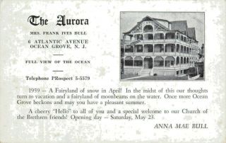 A View Of " The Aurora ",  6 Atlantic Avenue,  Ocean Grove,  Jersey Nj 1959