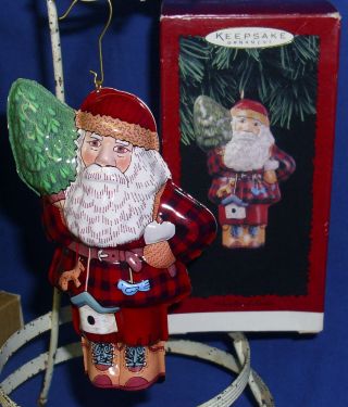 Hallmark Christmas Ornament Woodland Santa 1996 Pressed Tin Woodsman Santa