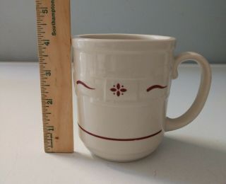 Longaberger Coffee Cup Mug Pottery Woven Traditions Ivory W/ Red 12 Ounce