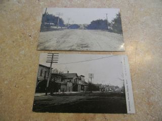 Two Antique Postcards Pelican Rapids Minnesota Main Street 1909 Real Photograph