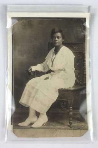 Antique Real Photo Post Card,  African American Woman On Chair,  And Bonus Photo