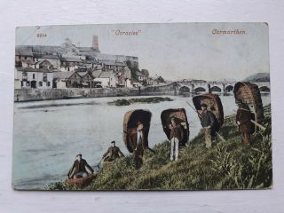 Carmarthen Postcard,  Coracles,  Carmarthenshire,