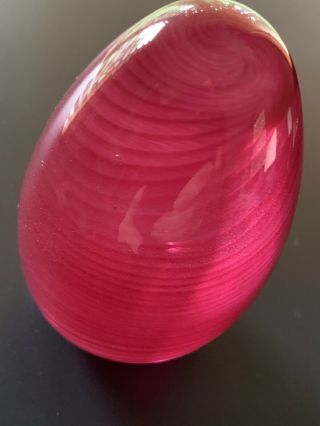 Art Glass Rose Pink Crystal Swirl Design Egg Shaped Flat Bottom Mount St Helen