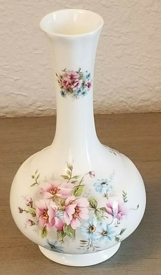 Ashley Down English Fine Bone China Floral Bud Vase 5.  5 " Euc