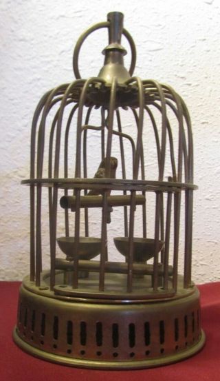 Vintage Antique Solid Brass Bird Cage with Brass Bird on Swing Handmade in India 2