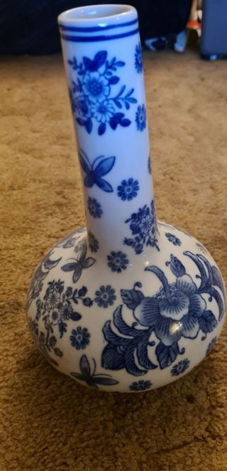 China Blue Seymour Mann Cobalt Blue & White Fine Porcelain Vase 10 " Tall