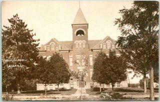 1910s Lanark Illinois Rppc Postcard " Public School " Street View M - L Photo