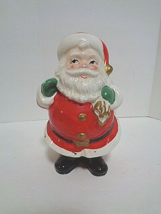 Vintage Lefton Santa With Bag Ceramic Planter 5 1/2 "