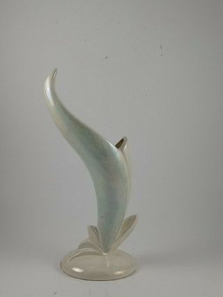 Vintage Ceramic White Iridescent Bud Vase 5.  5 "