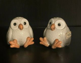 Vintage Fitz & Floyd " Spotted Owl " Salt And Pepper Shakers Hand Painted Japan