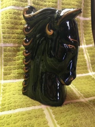 Vintage Glossy Ceramic Black Horse Head Vase Figural Good