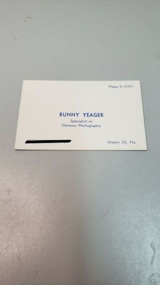 Rare Bunny Yeager Business Card From Miami Florida