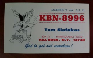 Pre 1980 Radio Card Cb Ham,  Qsl? Kill Buck York Tom Sifakas Hard Scrabble Rd