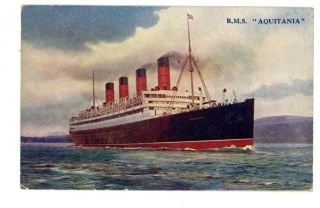 Cunard Ocean Line - Rms Aquitania - Hugo Lang & Co Postcard Ship/r.  M.  S.