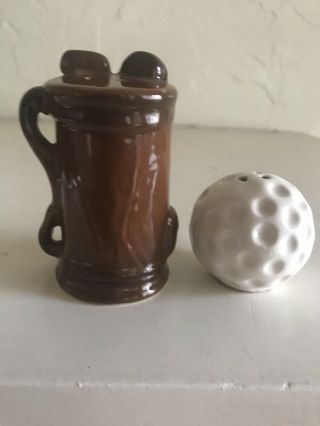 Salt And Pepper Shakers Golf Caddy And Ball