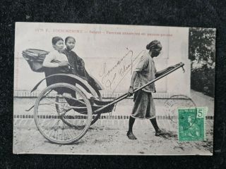 Cpa Carte Postale 1475 P.  Cochinchine Saigon Femme Annamites En Pousse Pousse